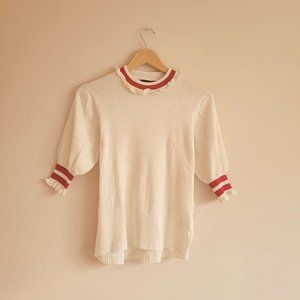 (sold) W Closet Ribbed Knit Top with Frills (ライン入りリブニット)